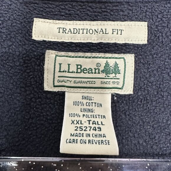 LL Bean Fleece Lined Flannel Shirt Mens 2XL Tall Blackwatch Plaid - Picture 2 of 8